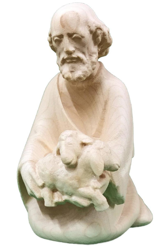 Statuina di pastore in ginocchio in legno - 8.0 cm