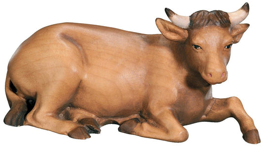 Bue sdraiato animale presepe in legno - 8.0 cm