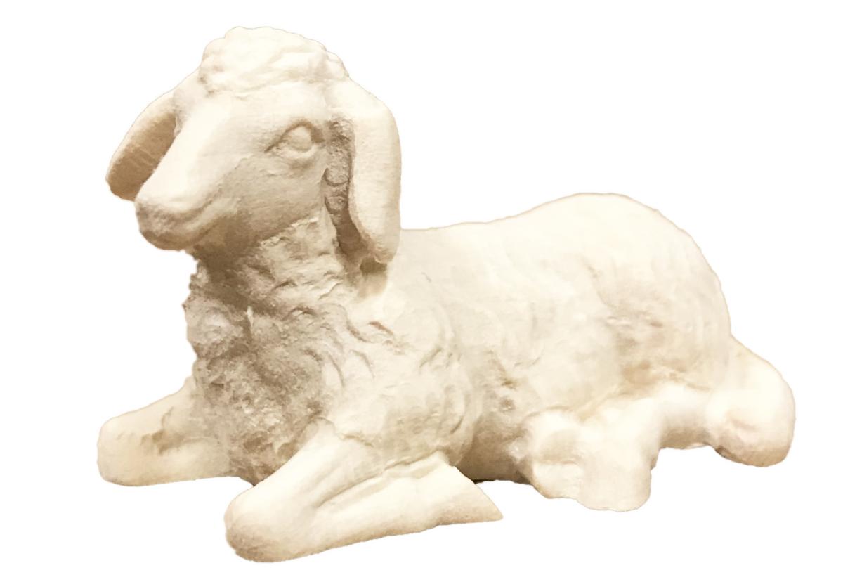 Pecora seduta in legno presepe Classico - 14.0 cm