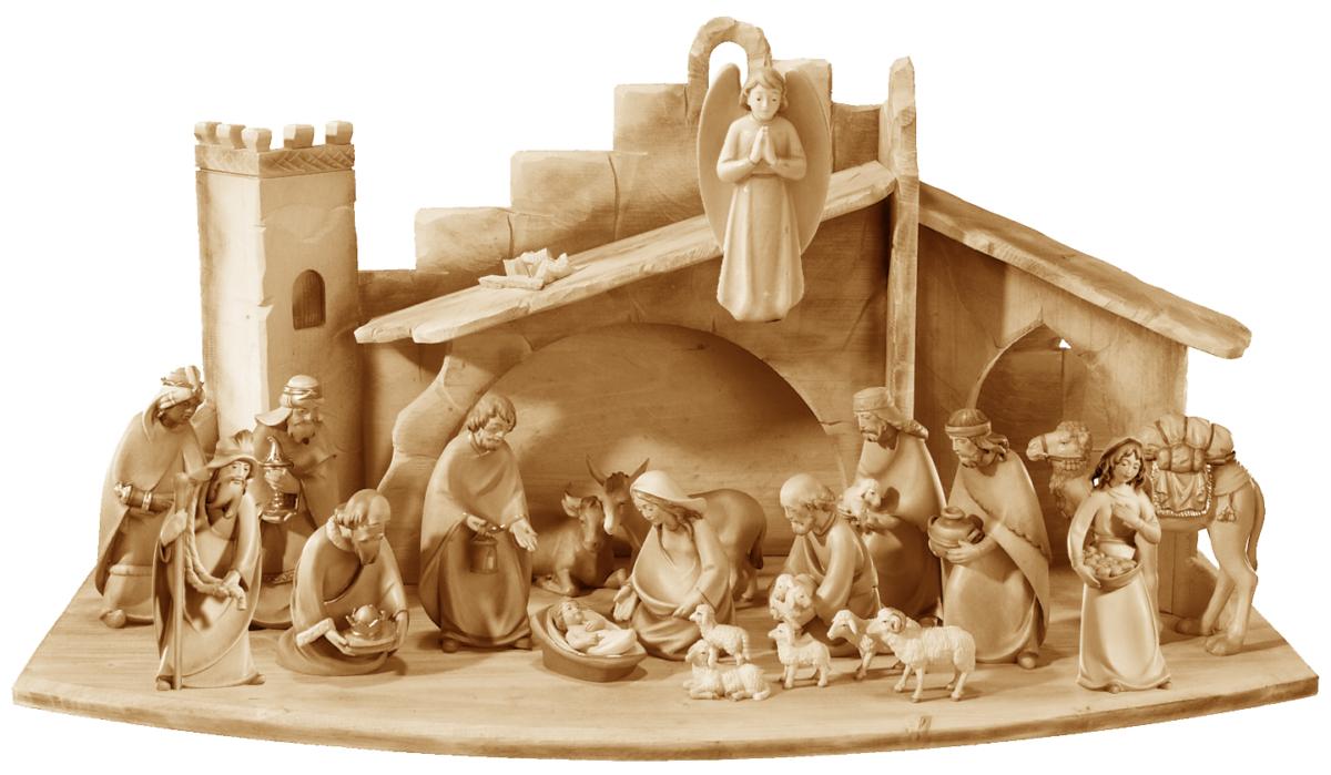 Presepe Leonardo completo con stalla e 20 statuine - 14.0 cm