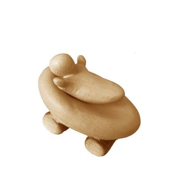 Bambinello con Culla in legno - 14.0 cm