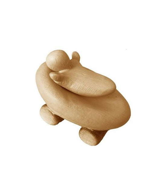 Bambinello con Culla in legno - 16.0 cm