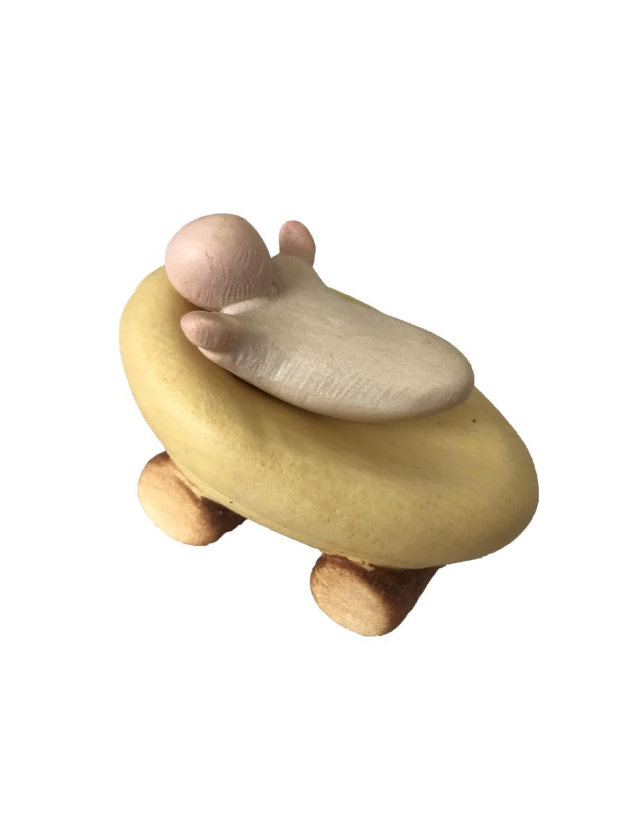 Bambinello con Culla in legno - 16.0 cm
