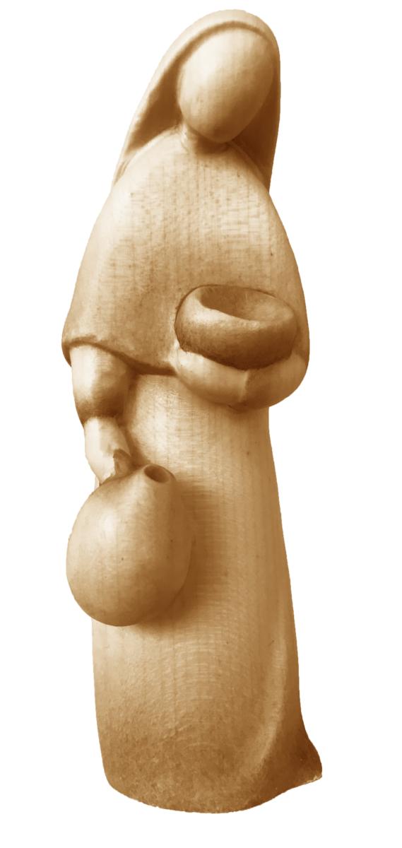 Pastorella con anfora in legno - 8.0 cm