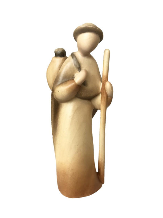 Pastore con bastone in legno - 16.0 cm