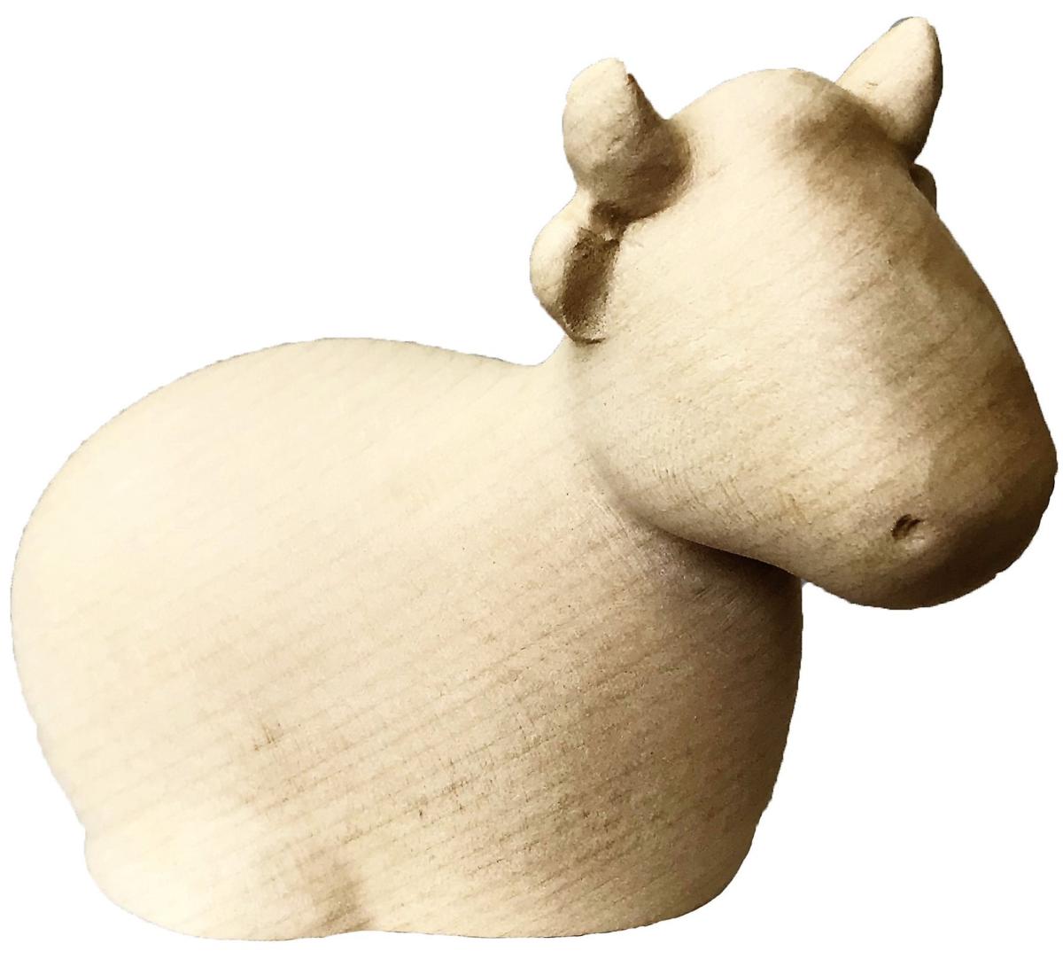 Bue moderno stilizzato in legno - 14.0 cm