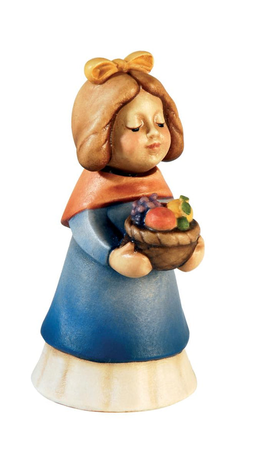 Figura pastorella con frutta in legno - 10.0 cm