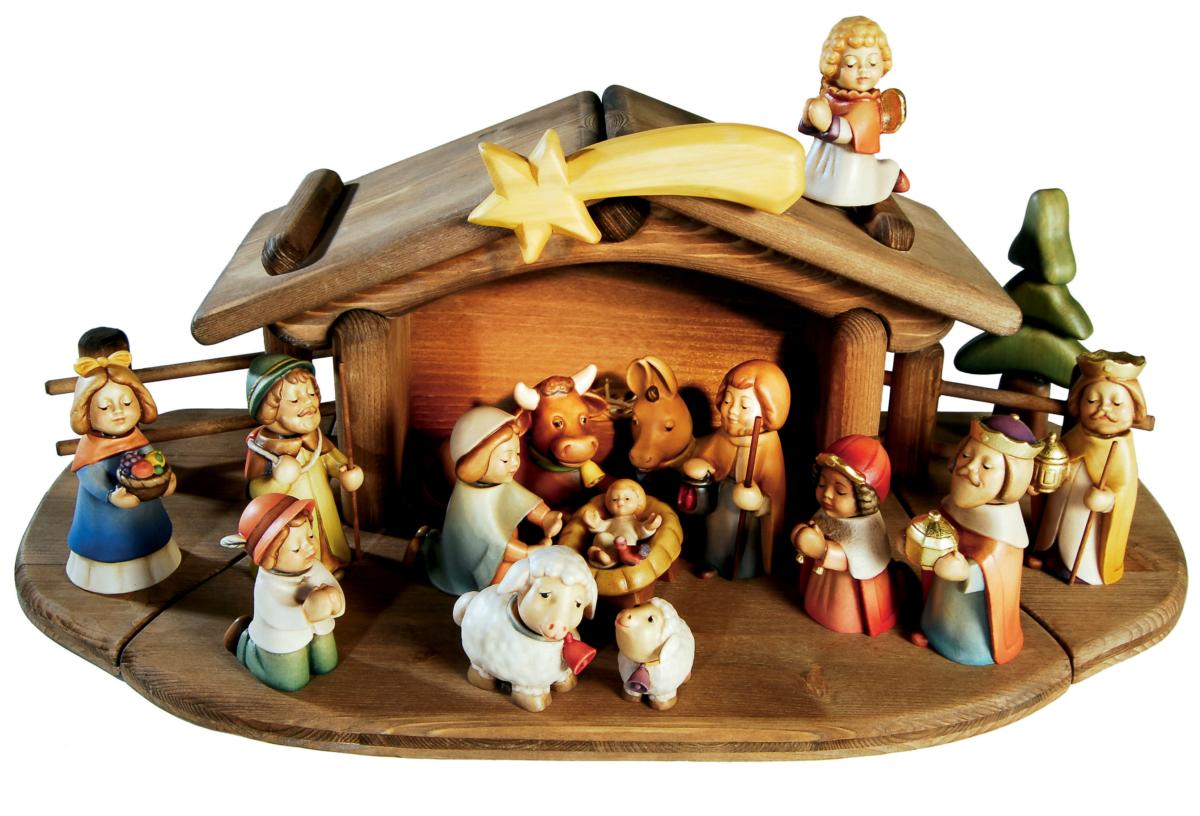 Presepe Aurora 20 pezzi in legno - 10.0 cm