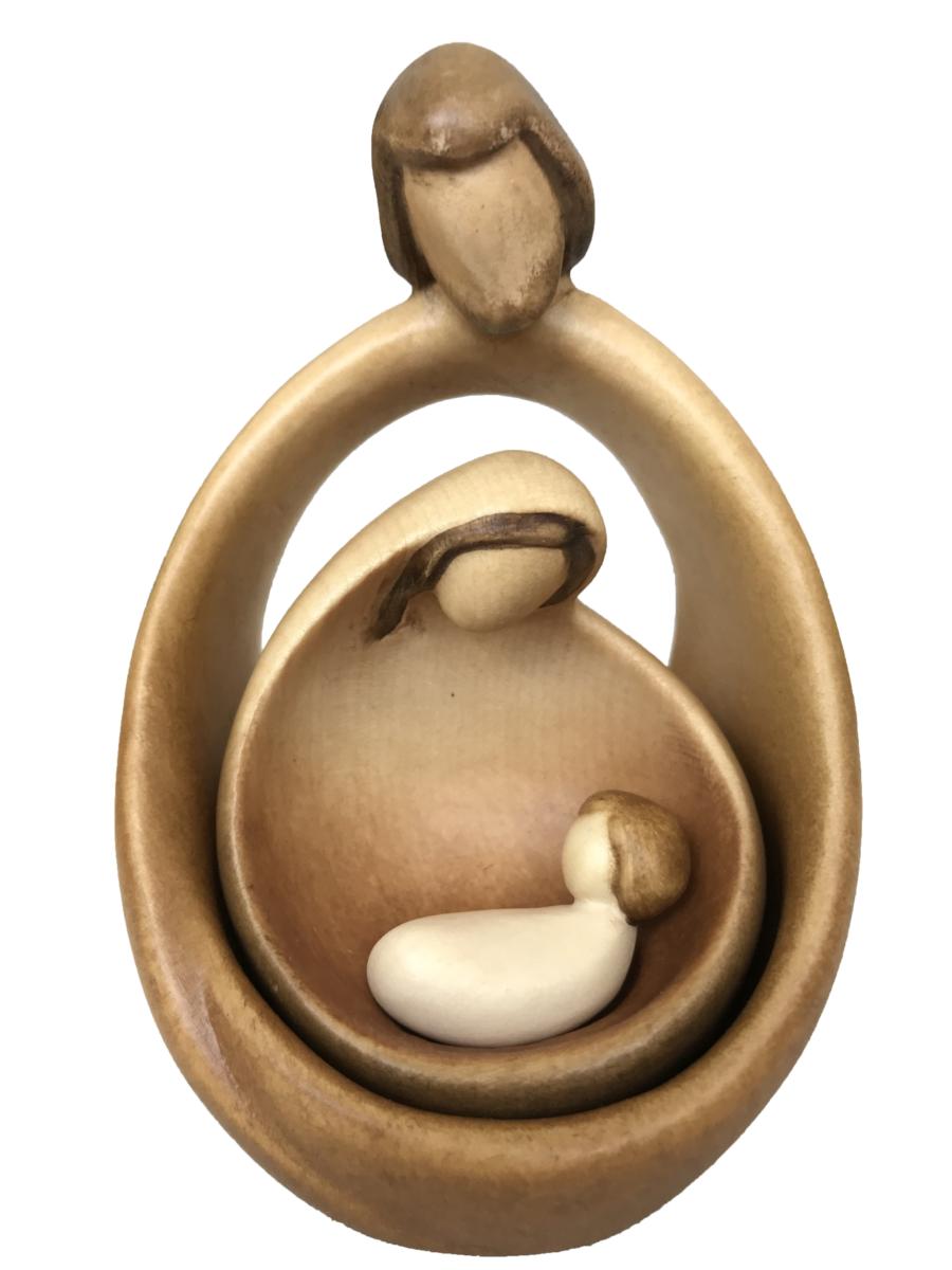 Scultura Natività con Sacra Famiglia presepe moderno in legno - 24.0 cm