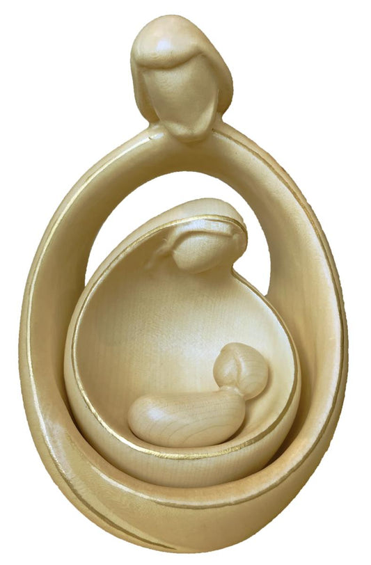 Scultura Natività con Sacra Famiglia presepe moderno in legno - 9.0 cm