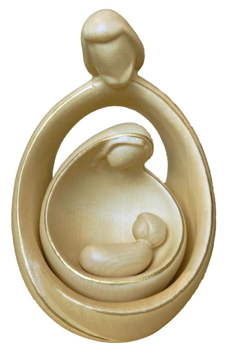 Scultura Natività con Sacra Famiglia presepe moderno in legno - 15.0 cm