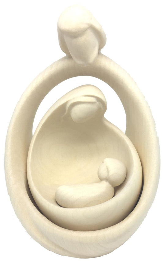 Scultura Natività con Sacra Famiglia presepe moderno in legno - 15.0 cm