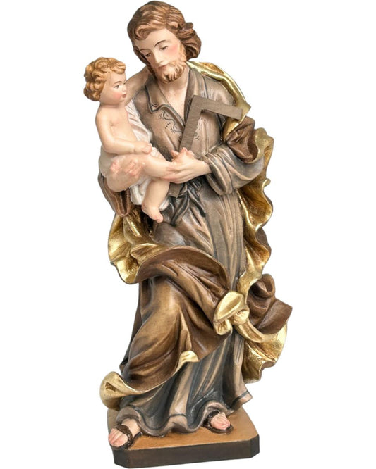 San Giuseppe col Bambino in legno - 12.0 cm