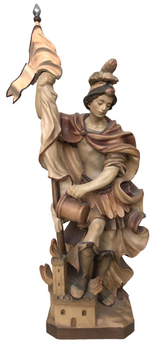 San Floriano con bandiera in legno - 120.0 cm