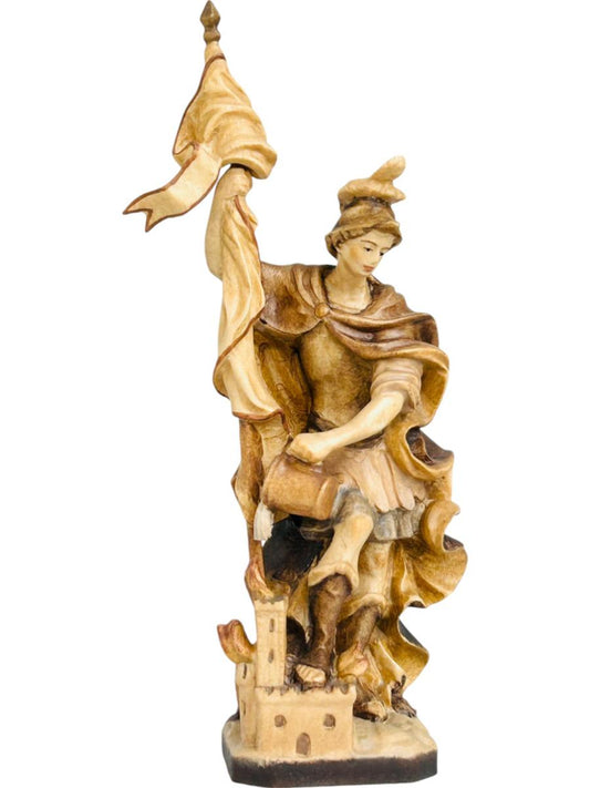 San Floriano con bandiera in legno - 120.0 cm