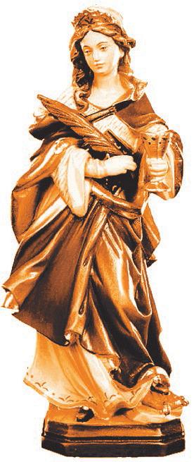 Santa Ottilia con calice e palma di legno - 80.0 cm