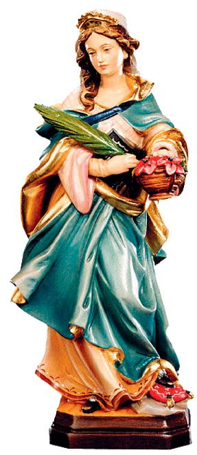 Santa Dorotea scolpita con cesta di fiori - 100.0 cm