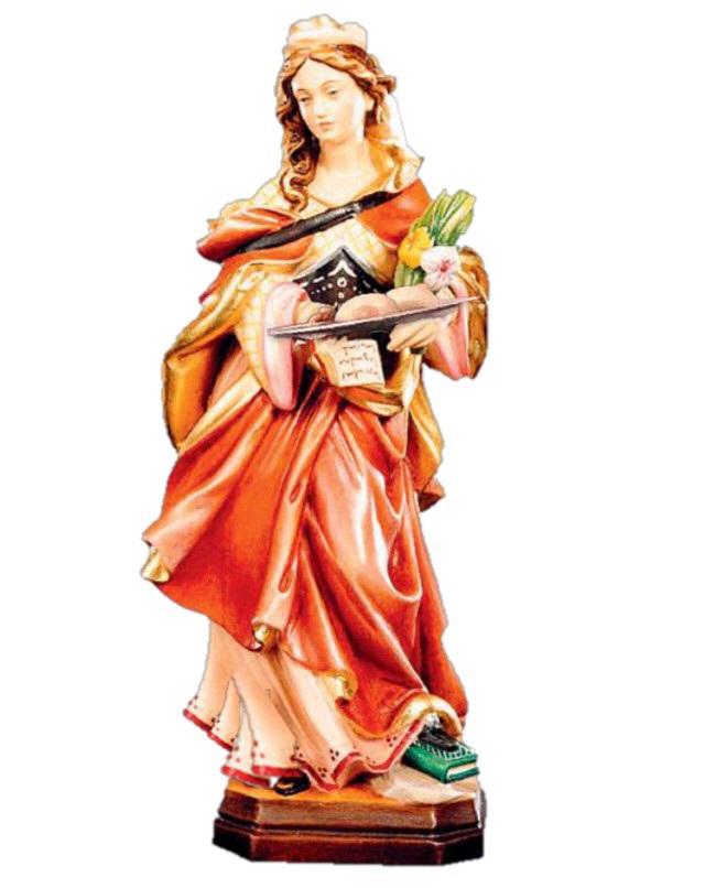 Santa Agata scolpita in legno d'acero - 25.0 cm