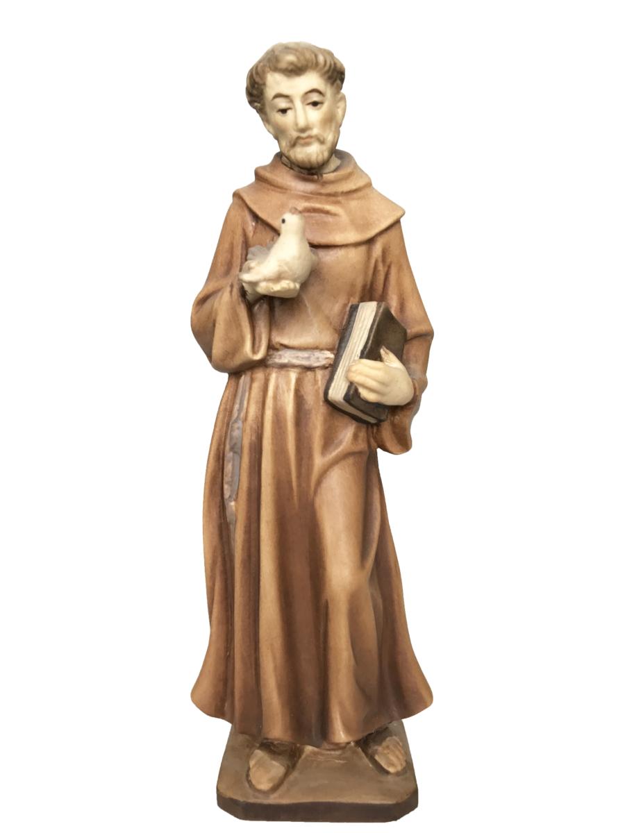 Statua San Francesco Assisi con colomba in legno - 20.0 cm