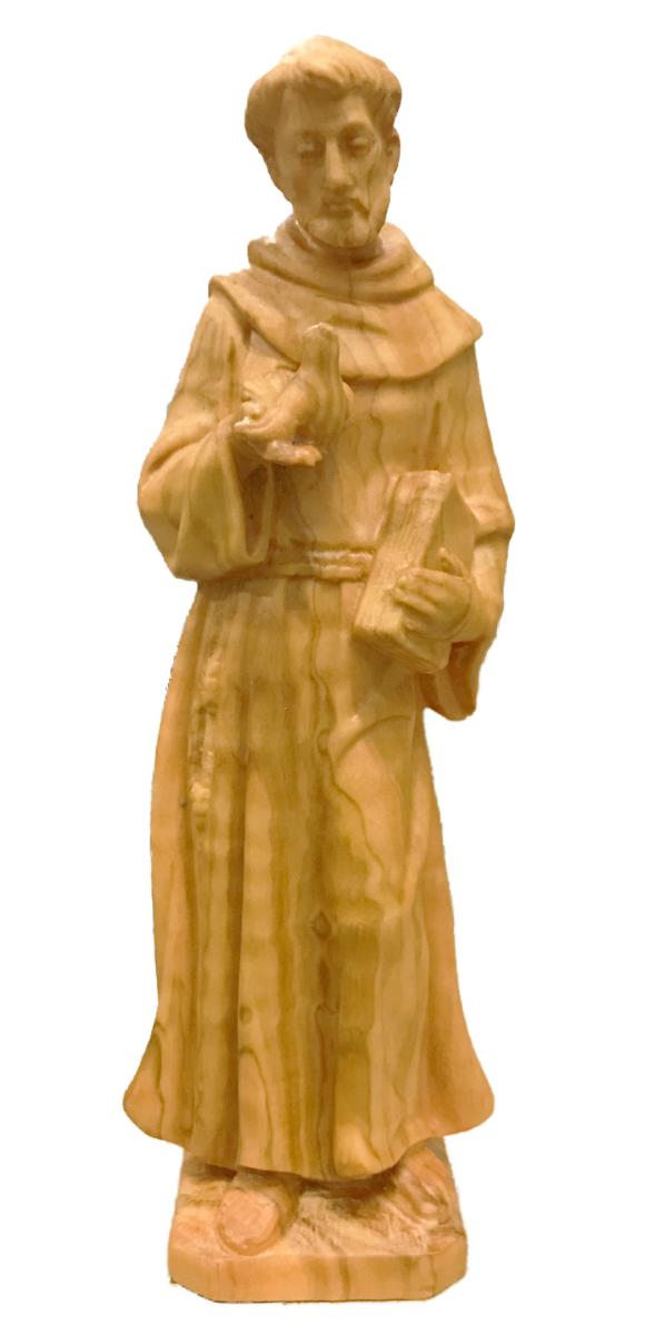 Statua San Francesco Assisi con colomba in legno - 20.0 cm