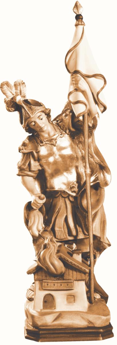 San Floriano di legno con bandiera - 30.0 cm
