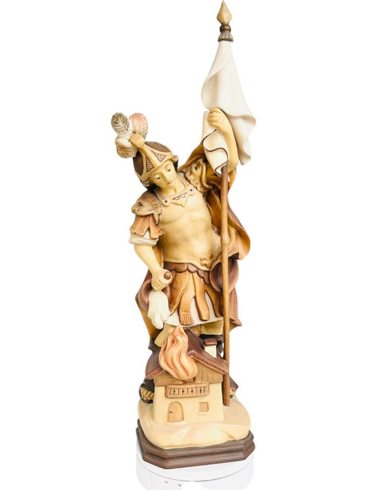 San Floriano di legno con bandiera - 10.0 cm