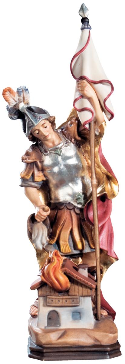 San Floriano di legno con bandiera - 20.0 cm