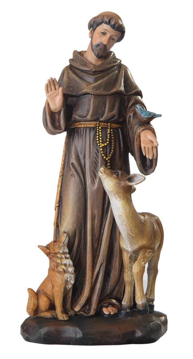 San Francesco di Assisi statuetta in pasta di legno - 20.0 cm