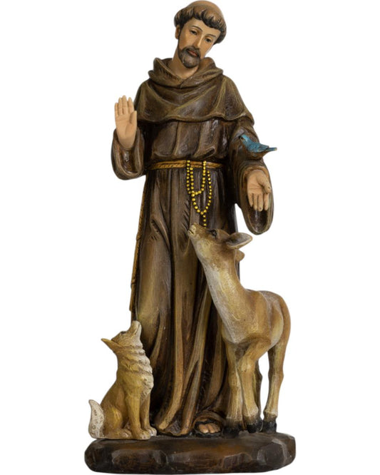 San Francesco di Assisi statuetta in pasta di legno - 20.0 cm