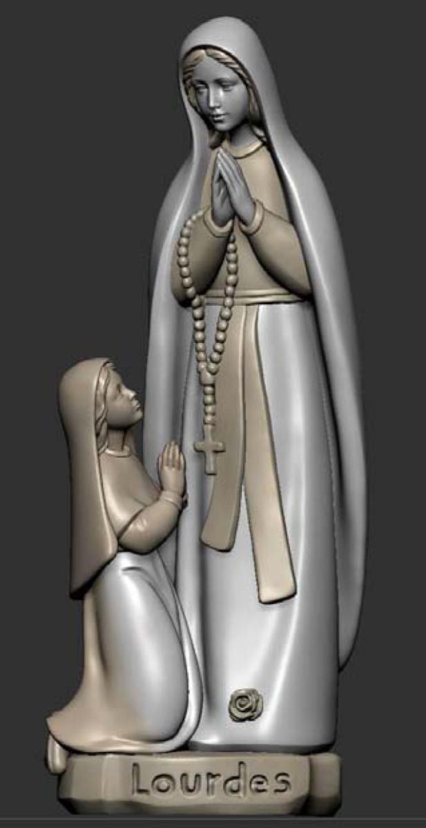 Madonna di Lourdes con Bernadette - 12.0 cm