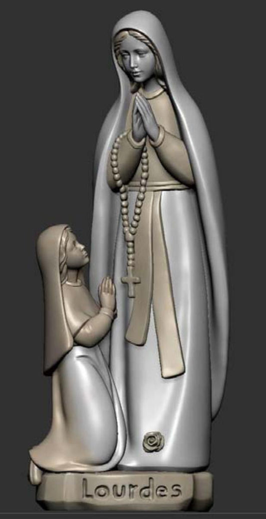 Madonna di Lourdes con Bernadette - 20.0 cm