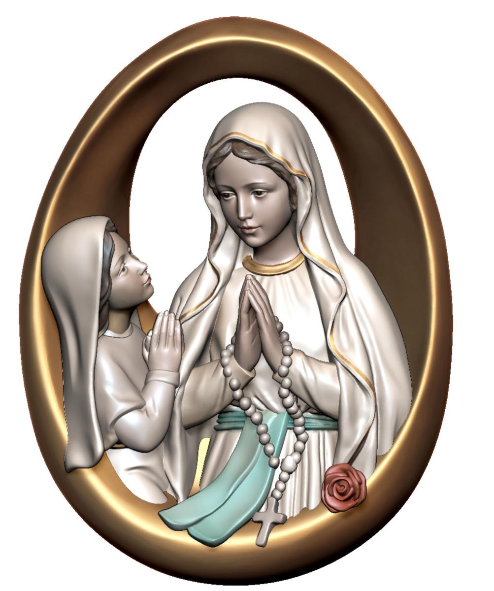 Adula mani con Madonna di Lourdes e Bernadette - 6.0 cm