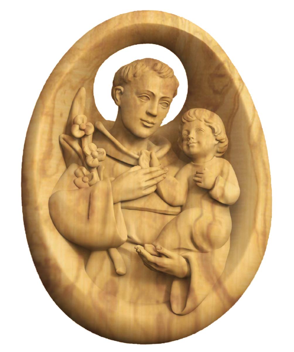 Adula mani in legno con l'immagine Sant'Antonio - 6.0 cm