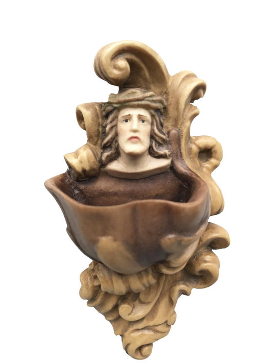 Acquasantiera con Gesù in legno - 13.0 cm