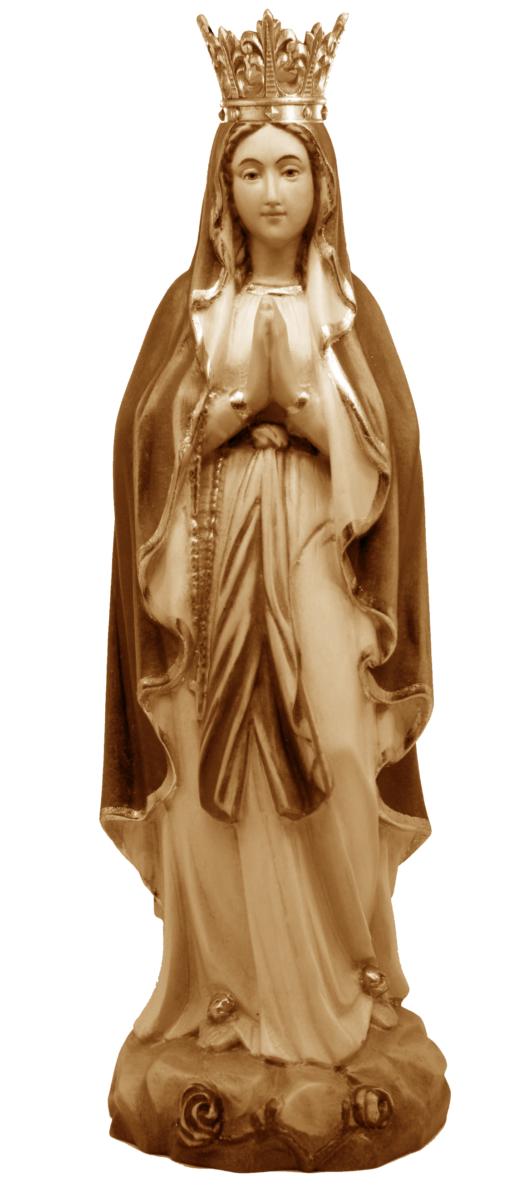 Statua Madonna di Lourdes con Corona di legno - 20.0 cm