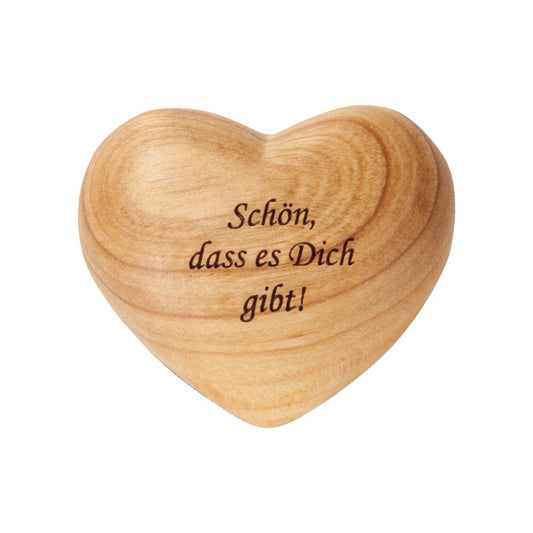 Cuore in legno con scritta felice che tu ci sia