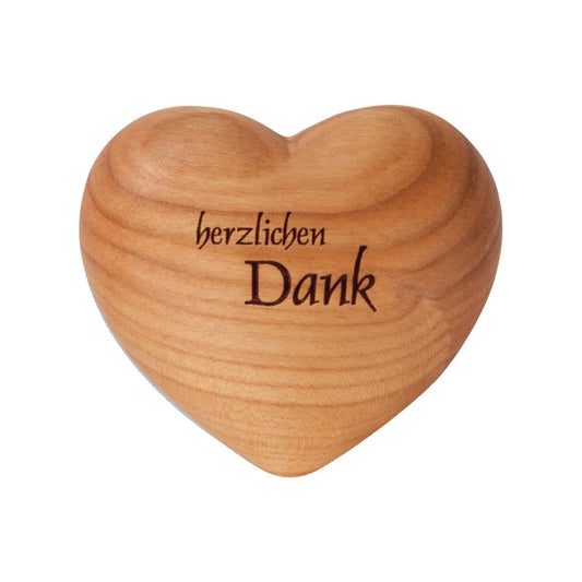 Cuore legno con dedica in tedesco Grazie di cuore