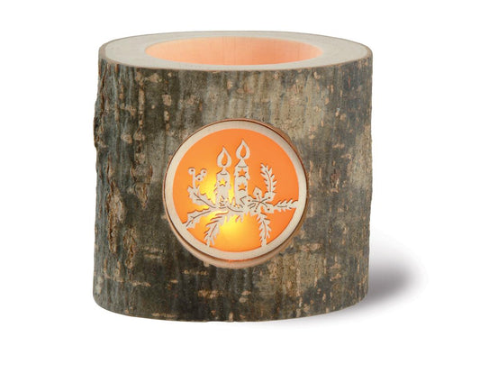 Candeliere a tronco in legno
