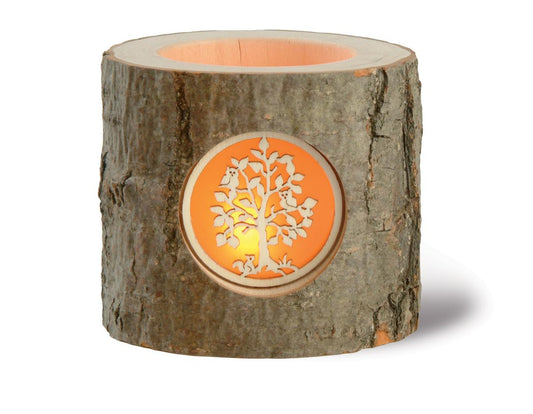 Candeliere tronco scultura legno