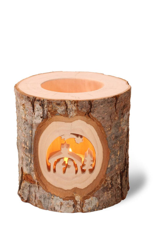 Candeliere a forma di tronco legno