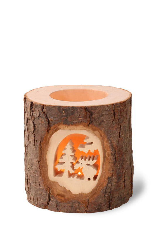 Candeliere con immagine intagliata nel legno
