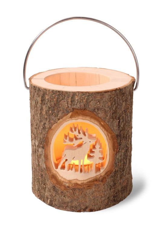 Lanterna di legno con distanziatore per la fiamma
