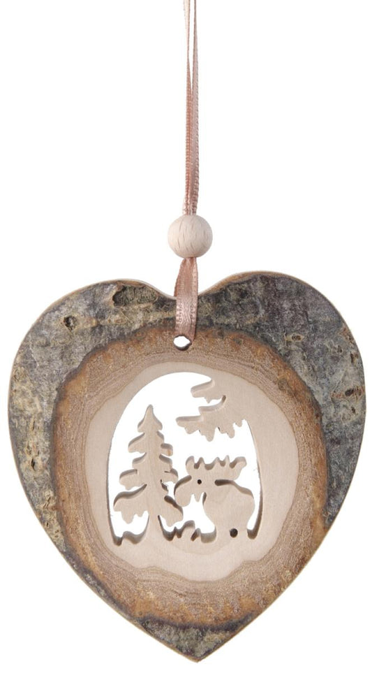 Cuore in corteccia naturale