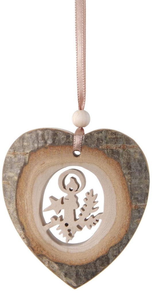 Cuore in corteccia in legno