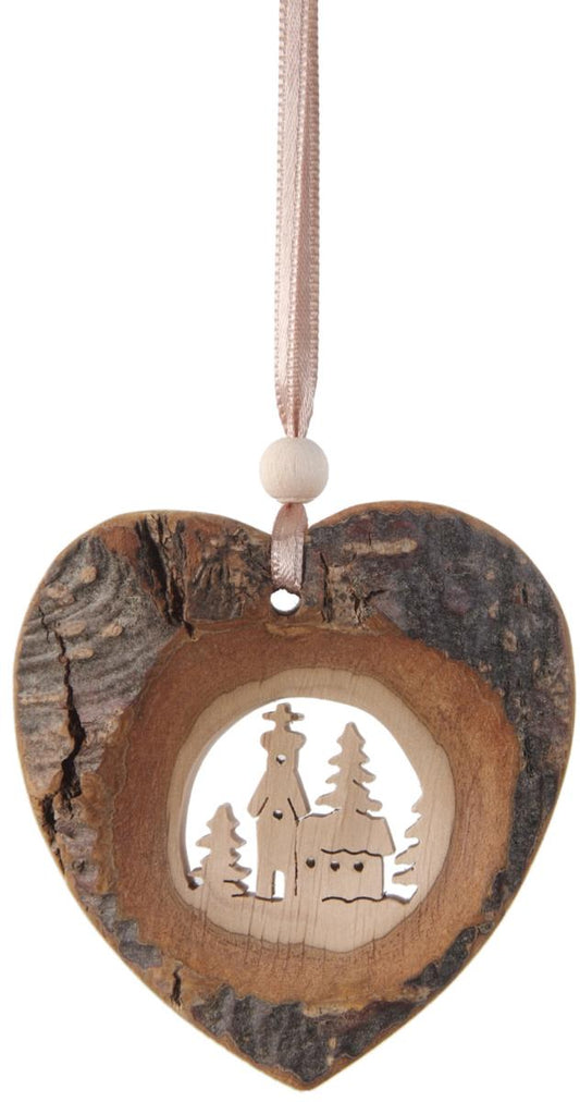 Cuore in legno naturale da appendere