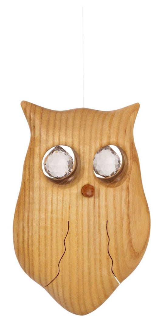 Gufo in legno con pietre Swarovski