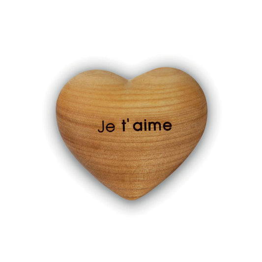 Cuore in legno con dedica Je t'aimè