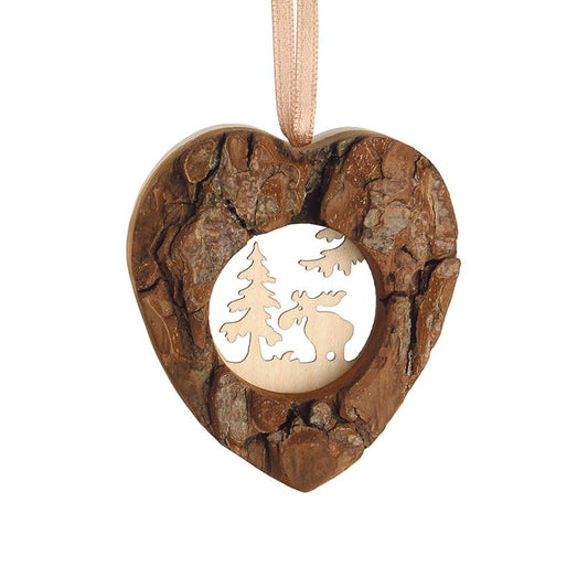 Cuore in legno addobbo da appendere