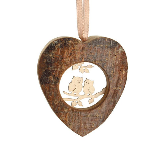 Cuore in corteccia naturale in legno