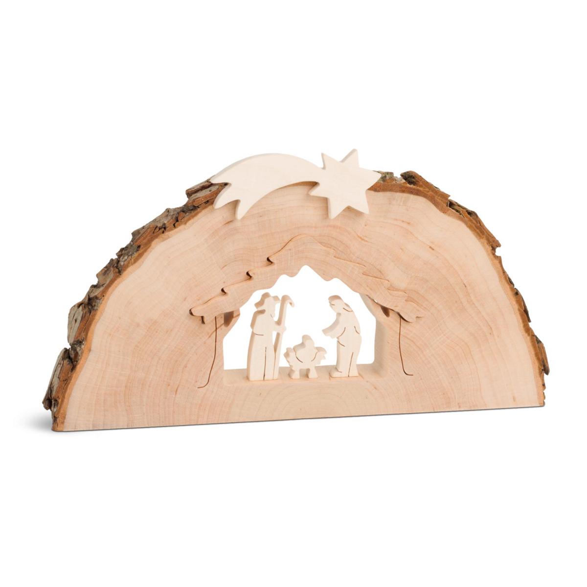 Presepe natalizio legno con corteccia